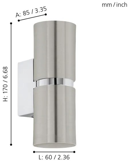 Eglo 96261 - LED Nástenné svietidlo PASSA 2xGU10/3.3W/230V guľaté