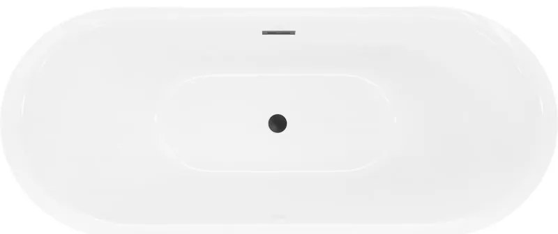 Mexen Lotos, voľne stojaca vaňa 180 x 75 cm, biela, čierny prepad, 52051807700-70