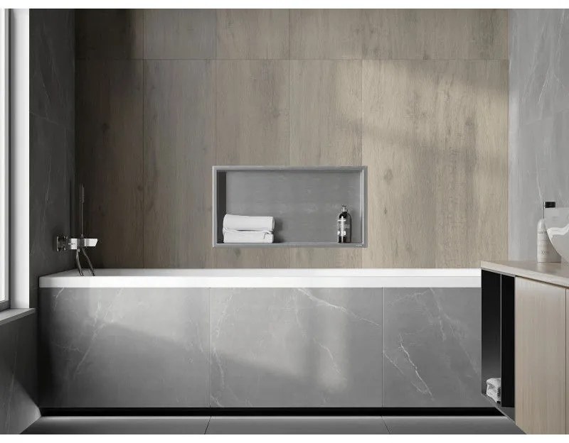 Mexen X-Wall-R, polička na zapustenie na obklad s golierom 60 x 30 cm, oceľová, 1910603010