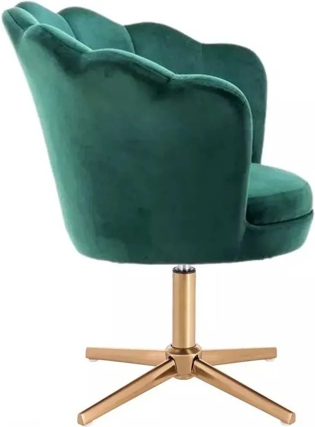LuxuryForm DESIGN Kreslo FREY VELUR na zlatom kríži - zelené