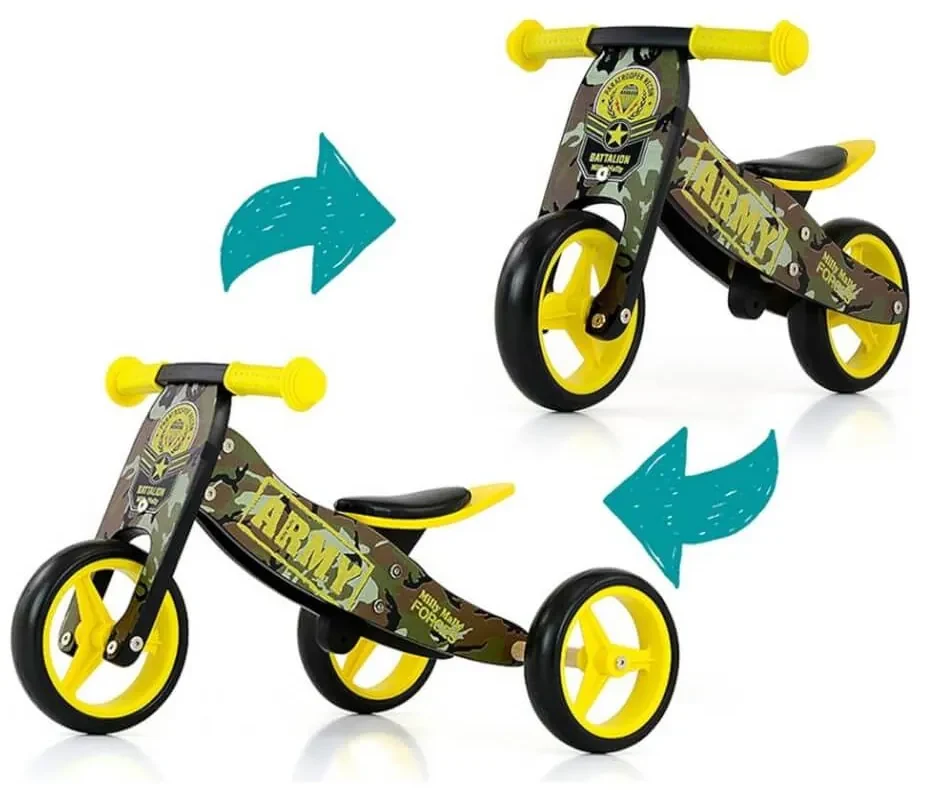 Detské multifunkčné odrážadlo bicykel 2v1 JAKE Army