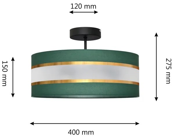 Luster na tyči HELEN 3xE27/15W/230V zelená/zlatá