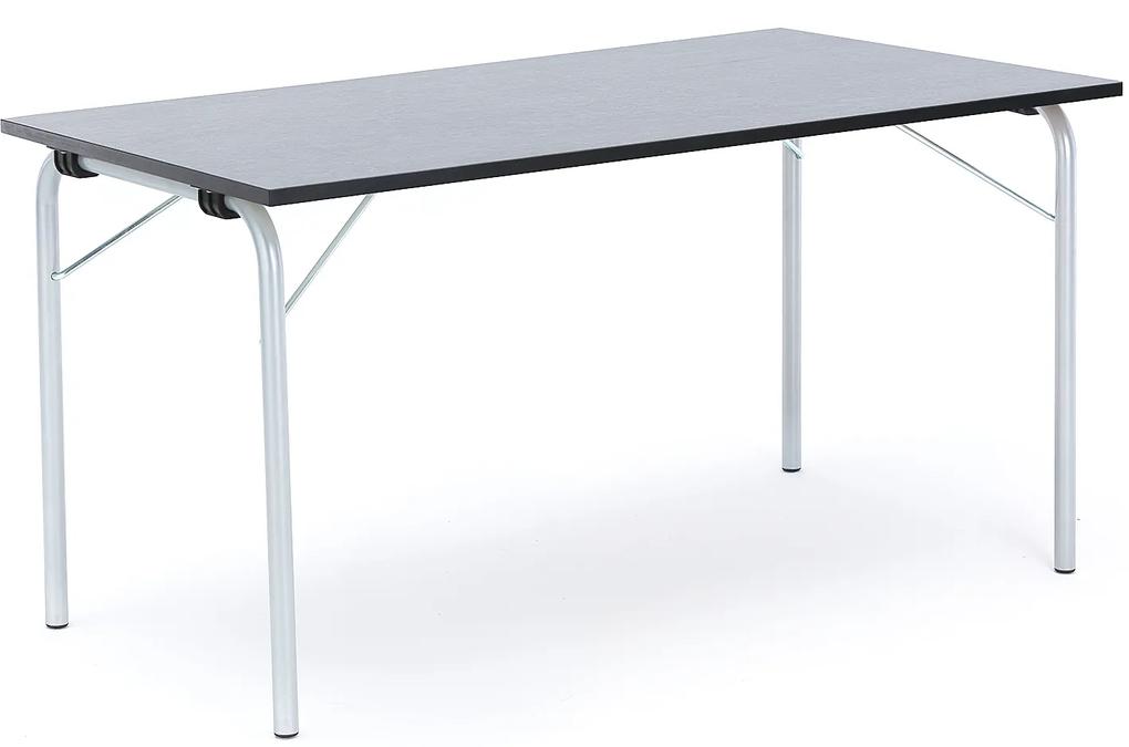 Skladací stôl NICKE, 1400x700x720 mm, linoleum - tmavošedá, strieborná