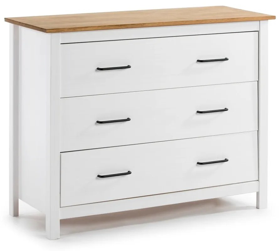 Biela nízka komoda z borovicového dreva 100x80 cm Miranda – Marckeric
