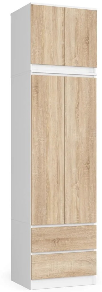 Šatníková skriňa s nástavcom STAR 60 cm biela/dub sonoma