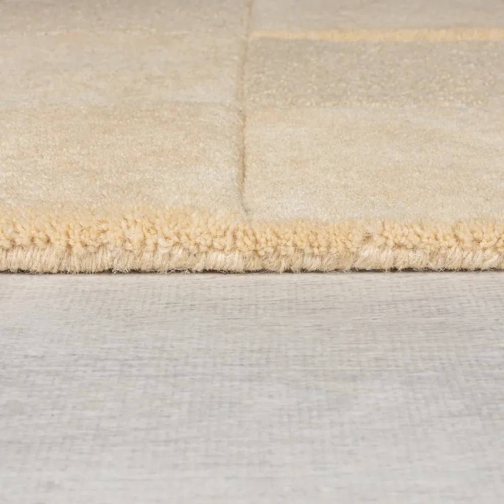 Béžový ručne tkaný vlnený koberec 300x400 cm Checkerboard – Flair Rugs