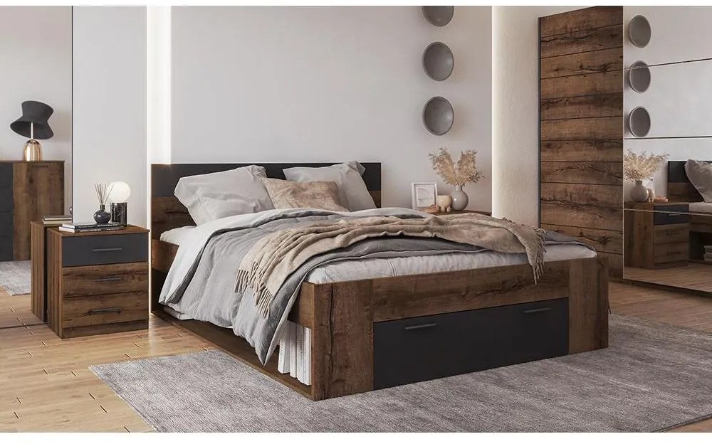Manželská posteľ 160 cm Benson Typ 91 (dub monastery + čierna). Akcia -20%. Vlastná spoľahlivá doprava až k Vám domov. 602049