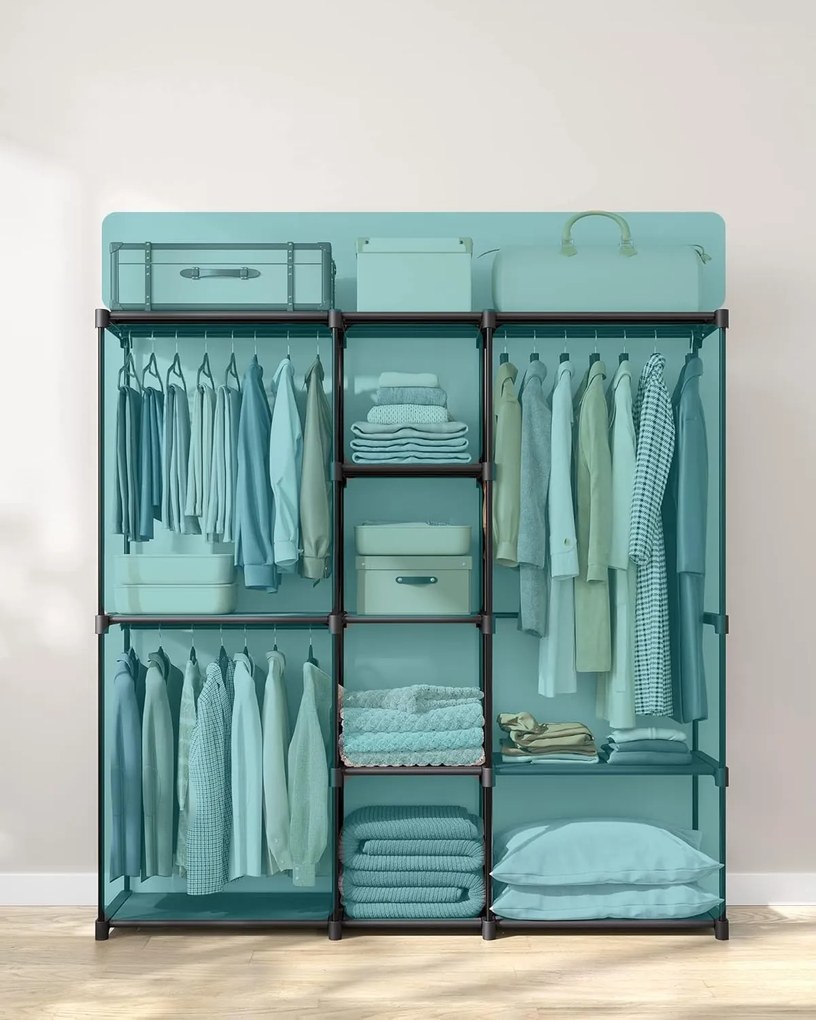 Šatníková skriňa, Stojan na Oblečenie, 43 x 182 x 182 cm, čierna