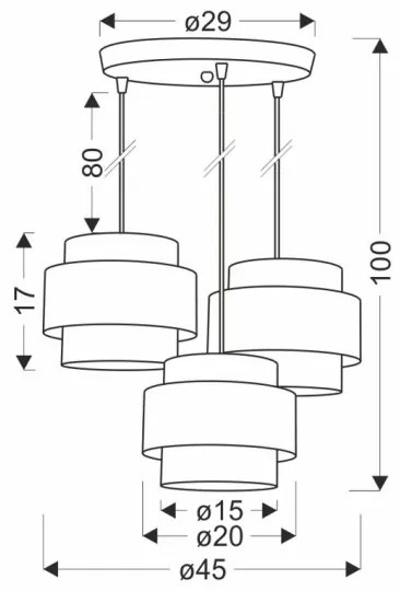 Luster na lanku TWIN 3xE27/40W/230V hnedá/čierna