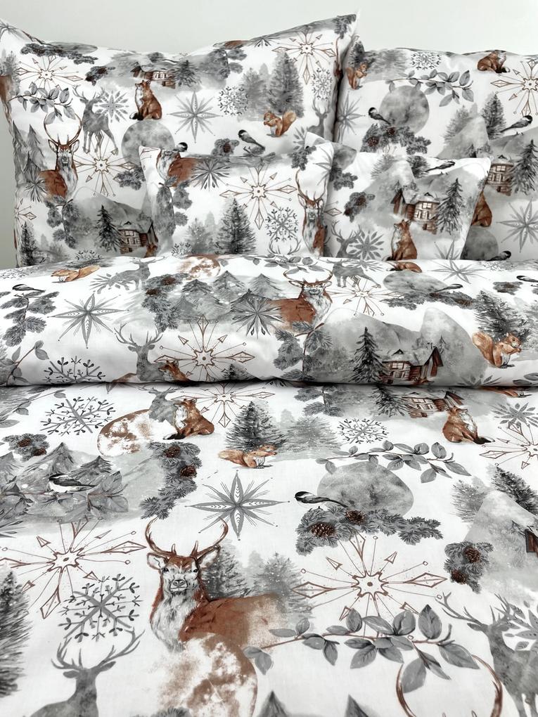 Vianočná posteľná obliečka Fairytale Forest Grey 140x200/70x90 cm