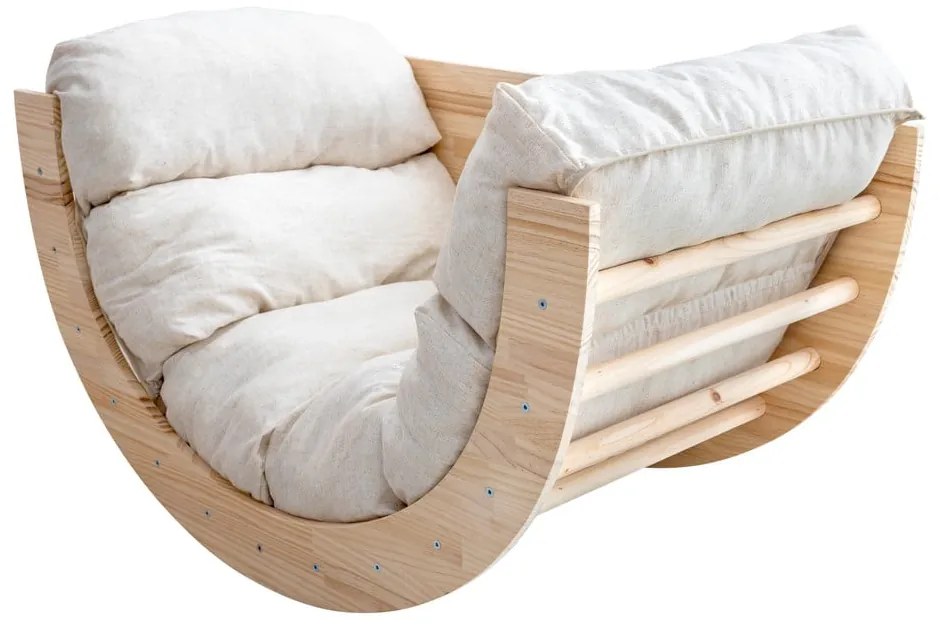 Hojdačka z borovicového dreva v prírodnej farbe 60x100x60 cm Montessori – Little Nice Things