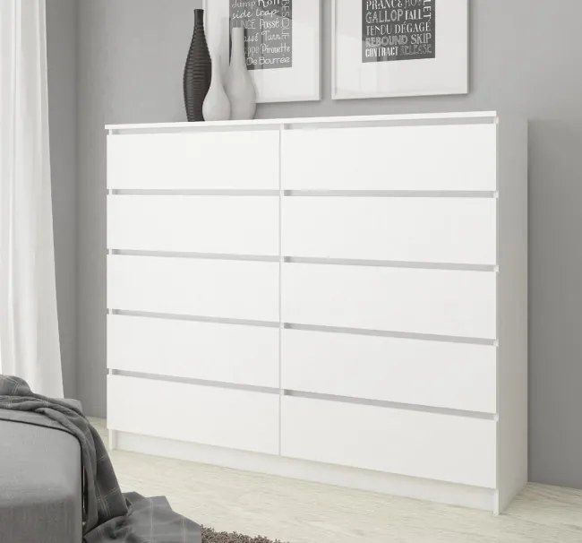 Komoda K140 10SZ CLP biela