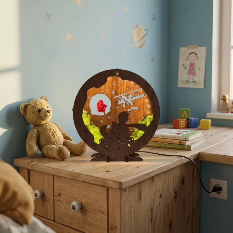 Stmievateľná LED stolová lampa s motívom Malého princa | Sentop LED0575-WENGE