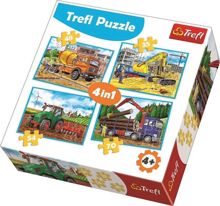 TREFL Puzzle 4v1 Pracovné stroje 35,48,54,70 dielikov
