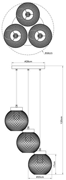 Globo 15663-3H - Luster na lanku PABLO 3xE27/60W/230V