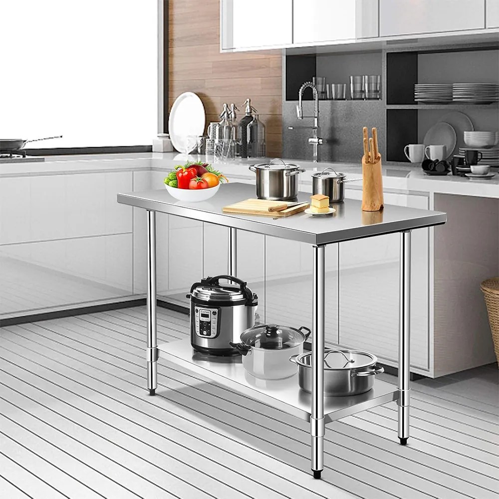 Nerezový stôl s dolnou poličkou