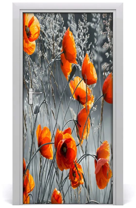 Samolepiace fototapety na dvere pole mak 85x205 cm