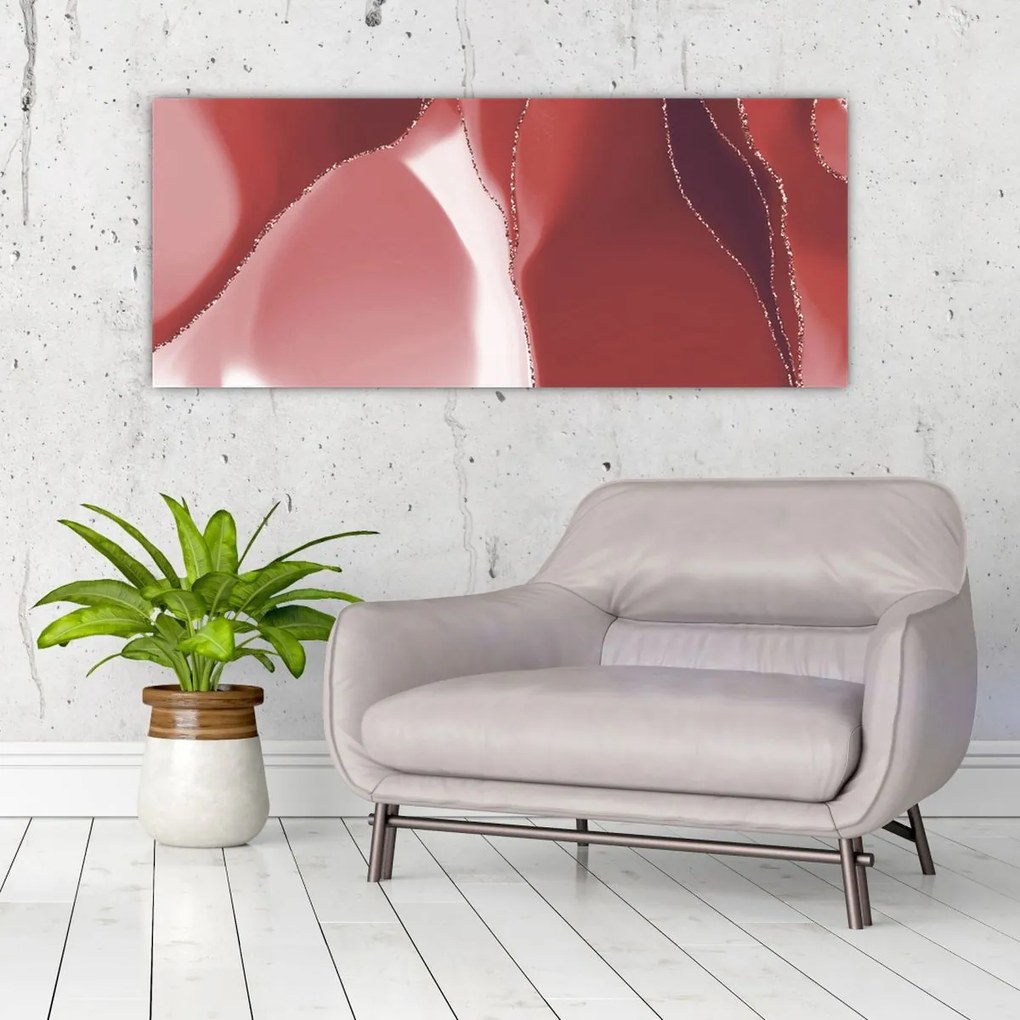 Obraz - Červená abstraktná kvetina N⁰3 (120x50 cm)
