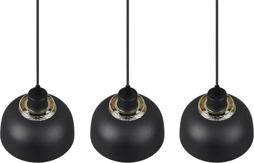 Závesné stropné osvetlenie Punch, čierno-zlatá, 3 svietidlá