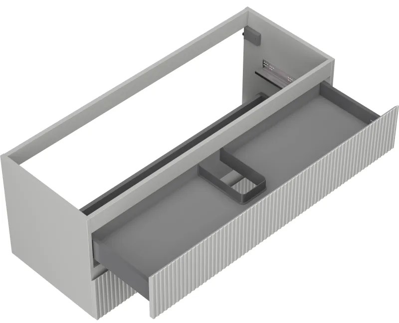 Mexen Rivel, kúpeľňová skrinka pod umývadlo 120 cm, 2 zásuvky, drážkovaná, matná sivá, 91A20-12047-2-BFF62