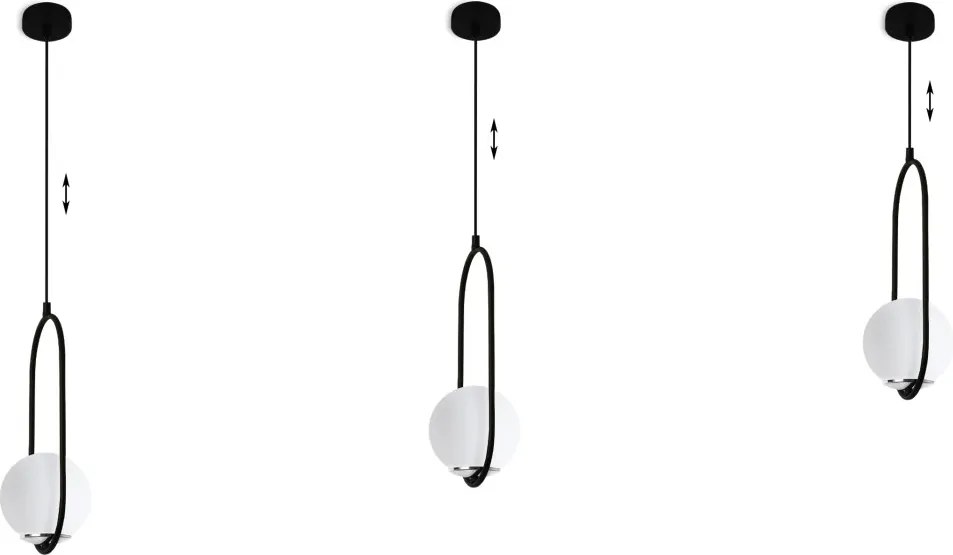 Závesné svietidlo Florence, 1x biele sklenené tienidlo, b/ch, U