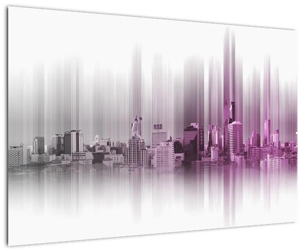 Obraz - Panoráma mesta, ružovo-šedé (90x60 cm)
