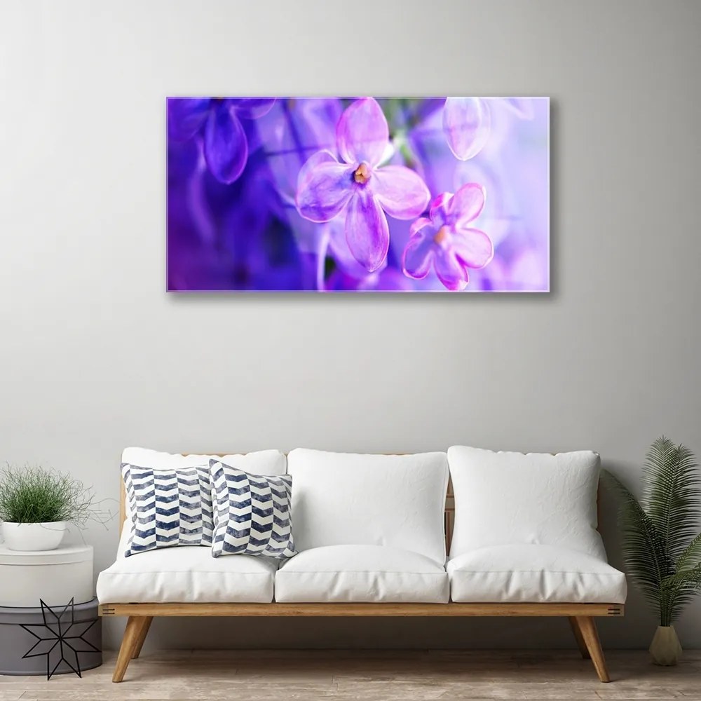 Skleneny obraz Fialové kvety príroda 100x50 cm