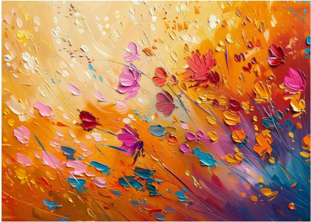 Sklenený obraz - Maľba farebných kvetov (70x50 cm)