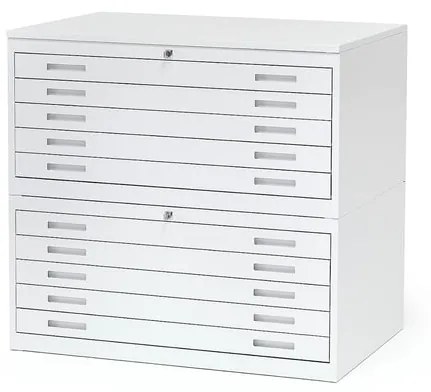 Skrinka na výkresy SKETCH, dvojitá, A1, laminátová doska, biela