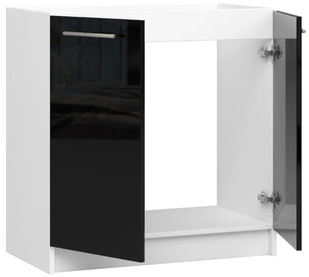 Spodná kuchynská skrinka pod drez OLIWIA S80 biela / čierna, lesk