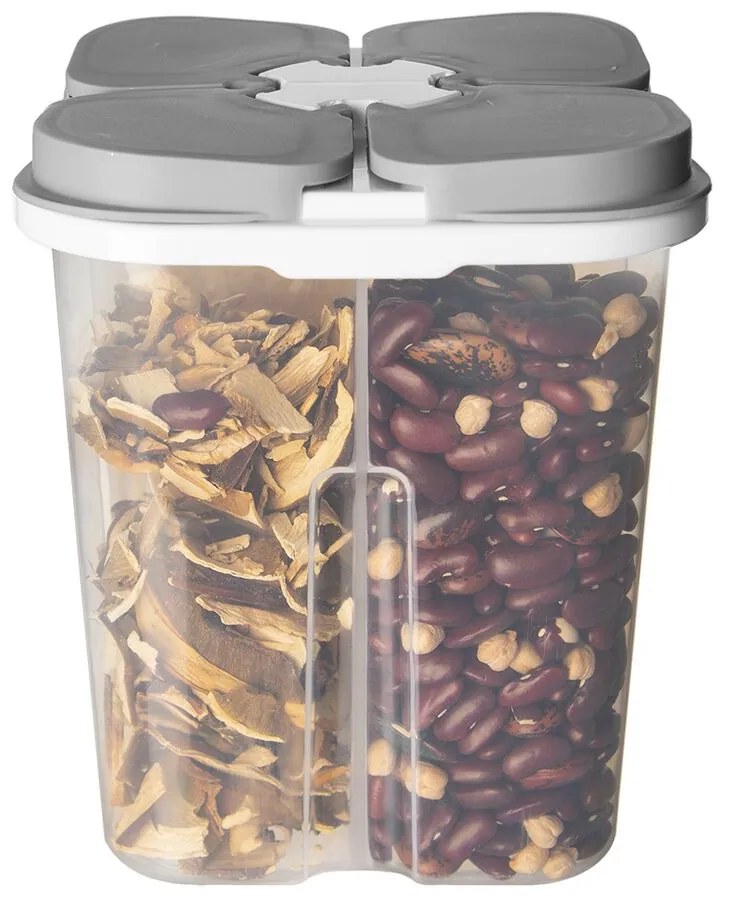 Delená dóza na potraviny so 4 sekciami – 1,8 l (4 x 0,45 l) FOLY Extra, sivá