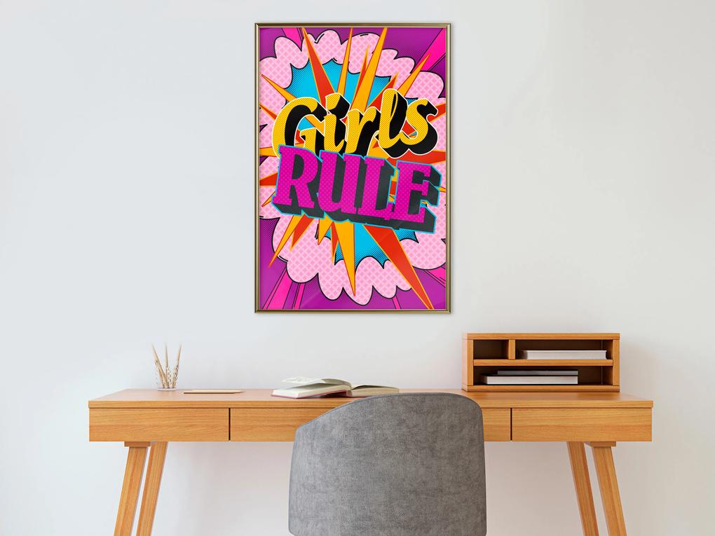 Artgeist Plagát - Girls Rule II [Poster] Veľkosť: 20x30, Verzia: Zlatý rám s passe-partout