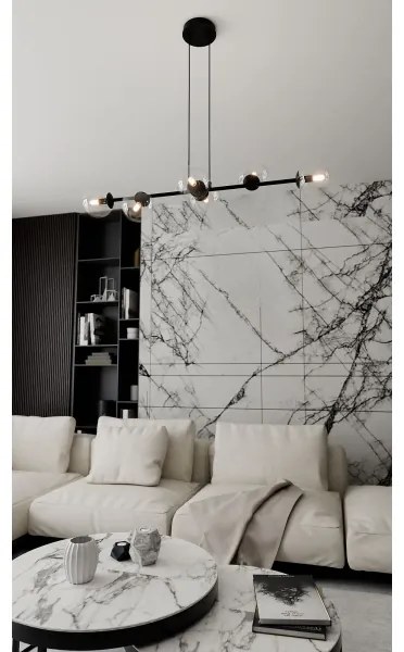 Luster na lanku ROSSI 6xE14/10W/230V čierna/číra