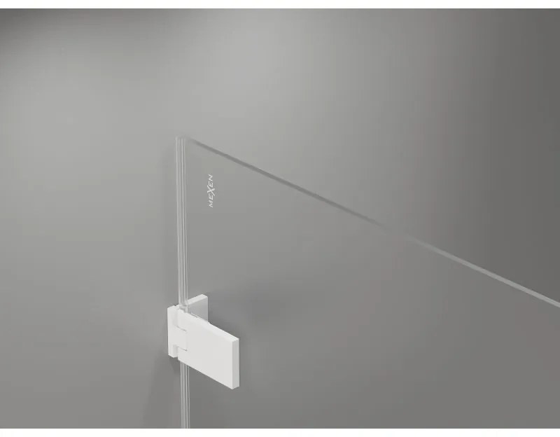 Mexen Lunar-F, 1-krídlový sprchový kút so skladacími dverami, pravý, 70 x 70 cm, 8mm číre sklo, biely profil, 836-070-070-20-00-P