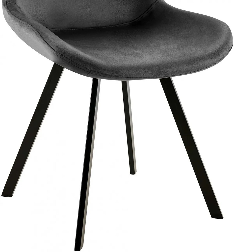 Jedálenská stolička Lewes - zamat - Tmavo sivá