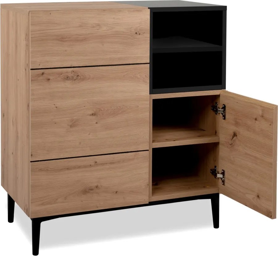 Skrinka 2-dverová Nola, dub artisan/čierna