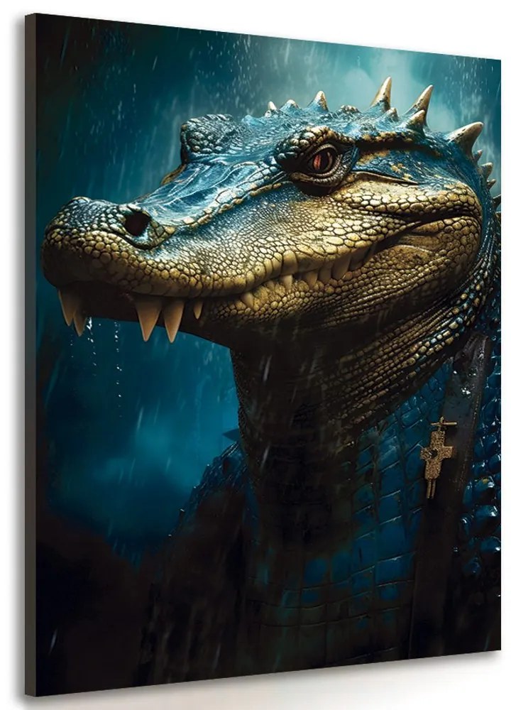 Obraz modro-zlatý krokodíl Varianta: 60x90