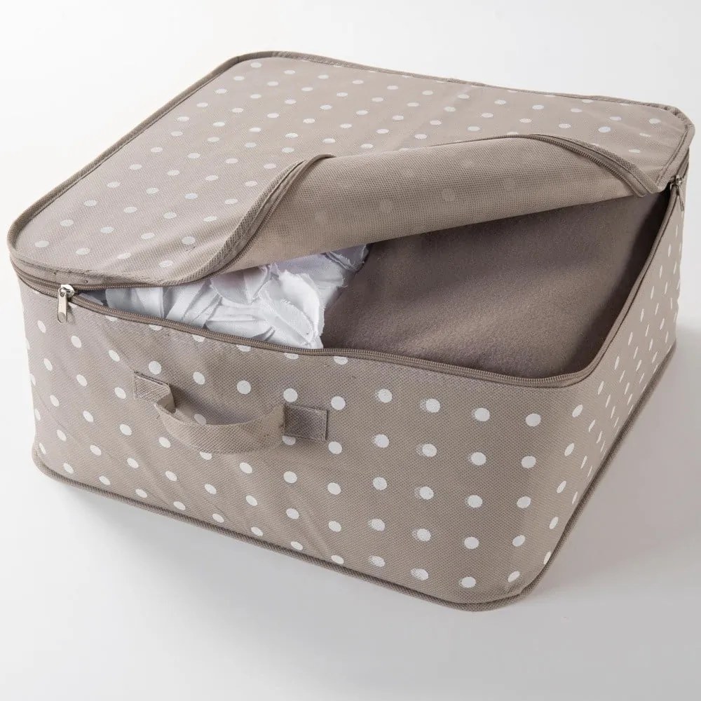 Béžový box na uloženie oblečenia Compactor Dots, 46 × 20,5 cm