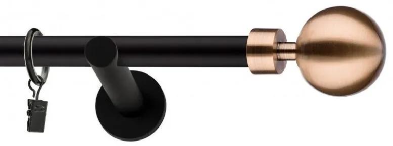 Dekorstudio Garniža jednoradová Guľa MODERN medená MIX čierna-matná 19mm Dĺžka: 120cm, Typ príslušenstva: Bez príslušenstva