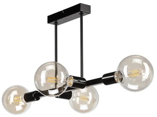 Luster na tyči ASTRID 4xE27/60W/230V čierna