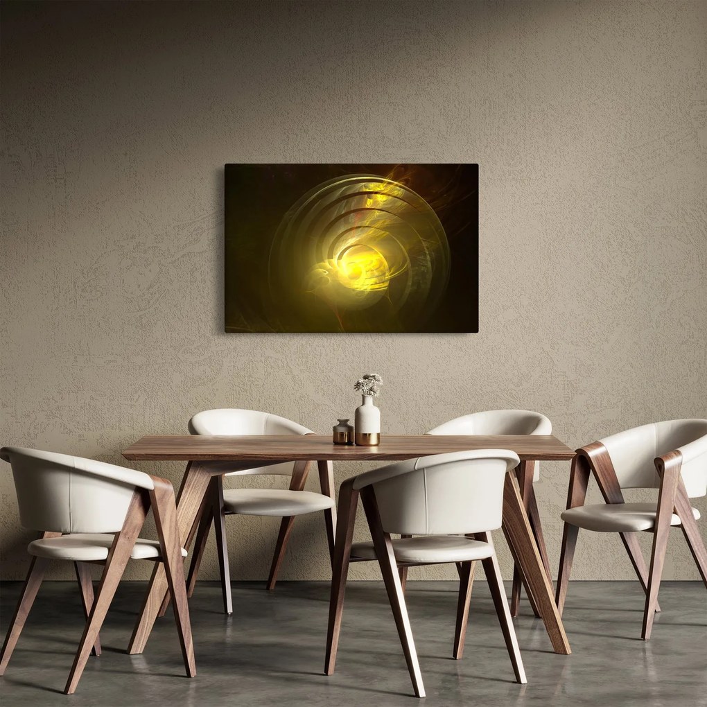 Obraz žltej abstraktnej špirály (90x60 cm)