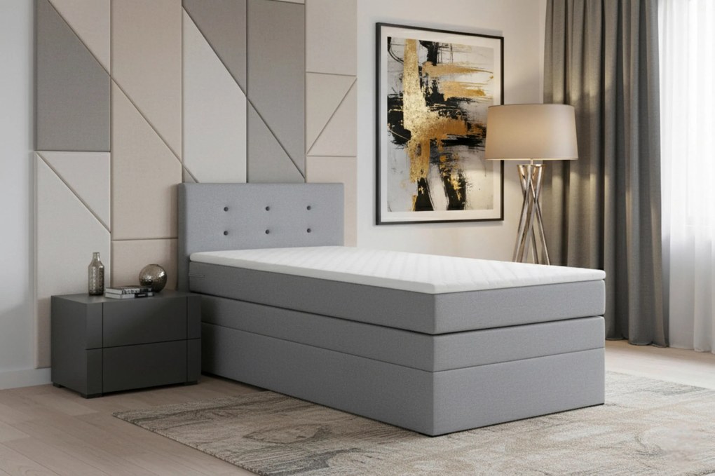 XXXLutz BOXSPRINGOVÁ POSTEĽ, 90/200 cm, strieborná MID.YOU - Online Only spálne - 000044003401
