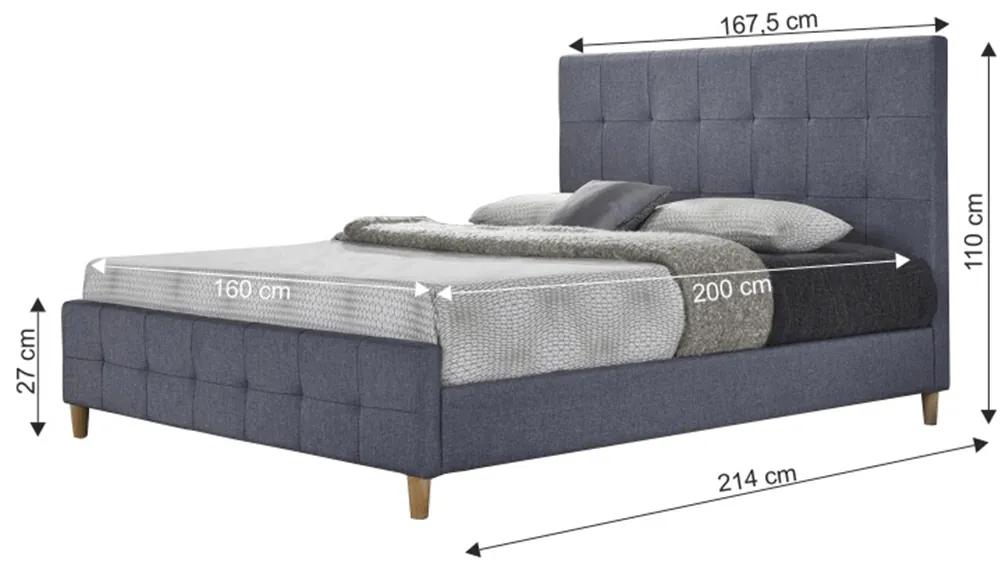 Manželská posteľ BALDER 160x200 cm sivá