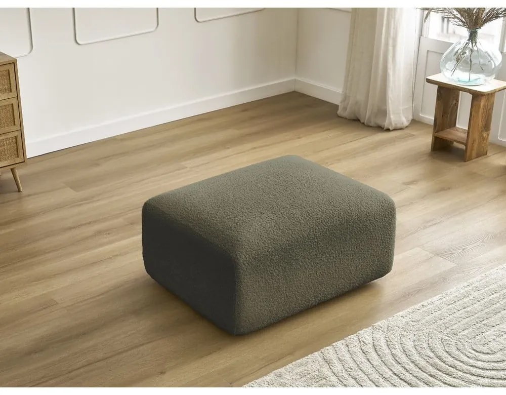 Zelená podnožka z textílie bouclé Tina – Bobochic Paris