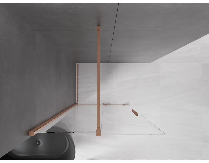Mexen Velar, posuvné dvere do otvoru typ Walk-In 110 cm, 8mm číre sklo, medená matná, 871-110-000-03-65