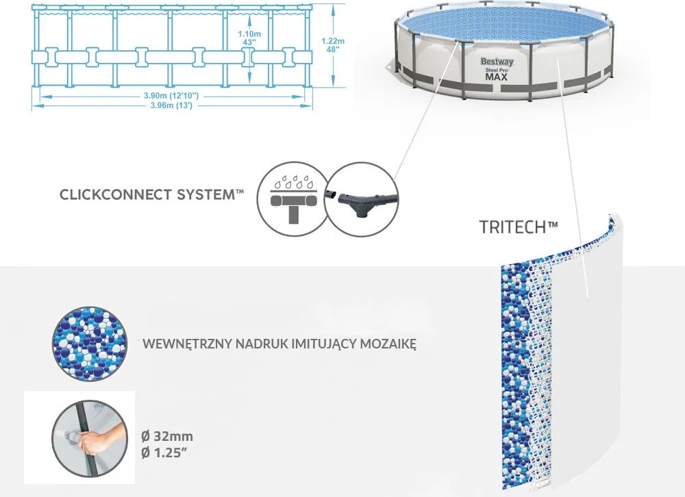 Rámový bazén Bestway 396x122cm 8v1 5618W