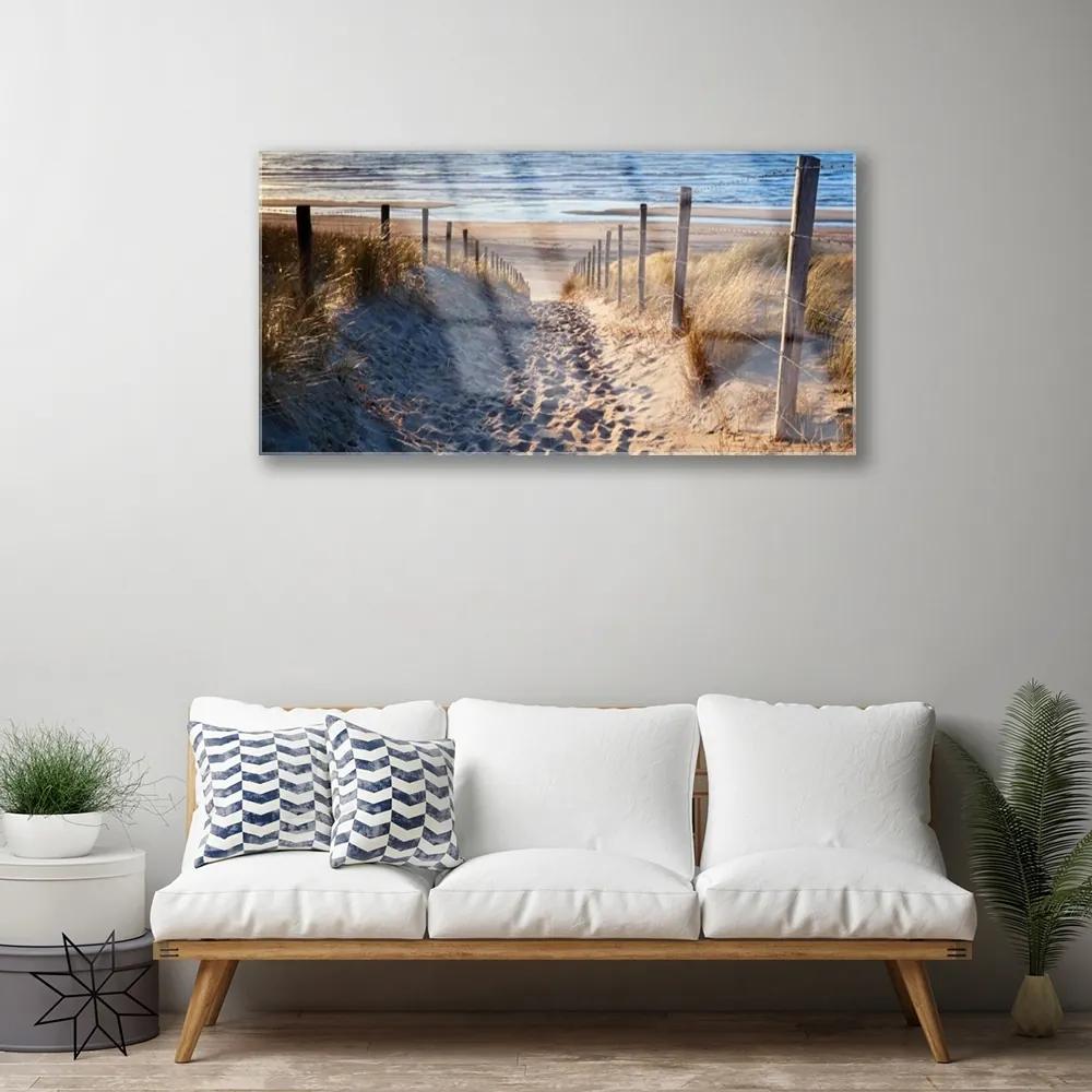 Obraz na skle Chodník more príroda 125x50 cm