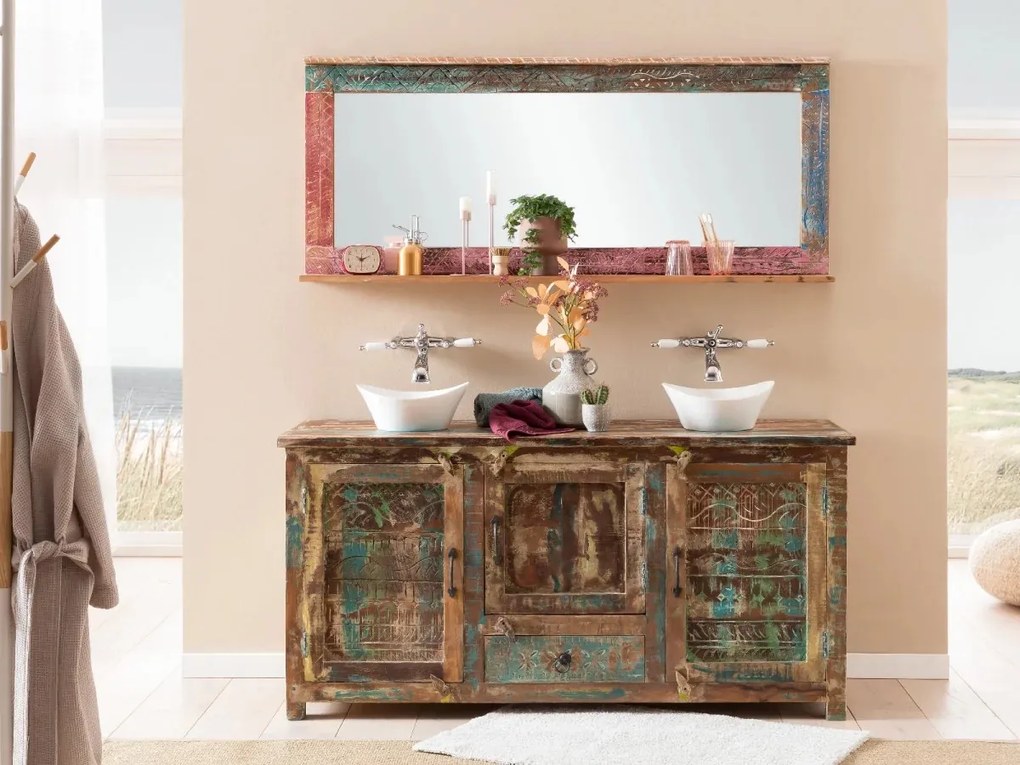 furniture-nabytek.cz - Masivní umyvadlová skříňka Blue Lagoon z mangového dřeva, lakovaná, barevná – 150×50×75 cm