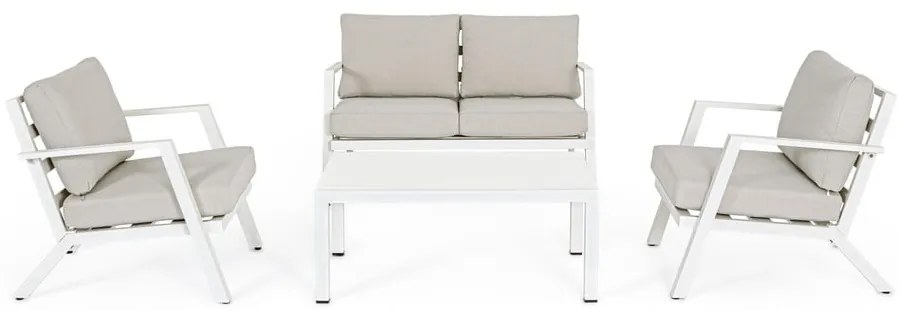 Bielá hliníková záhradná lounge súprava pre 4 Harley – Bizzotto