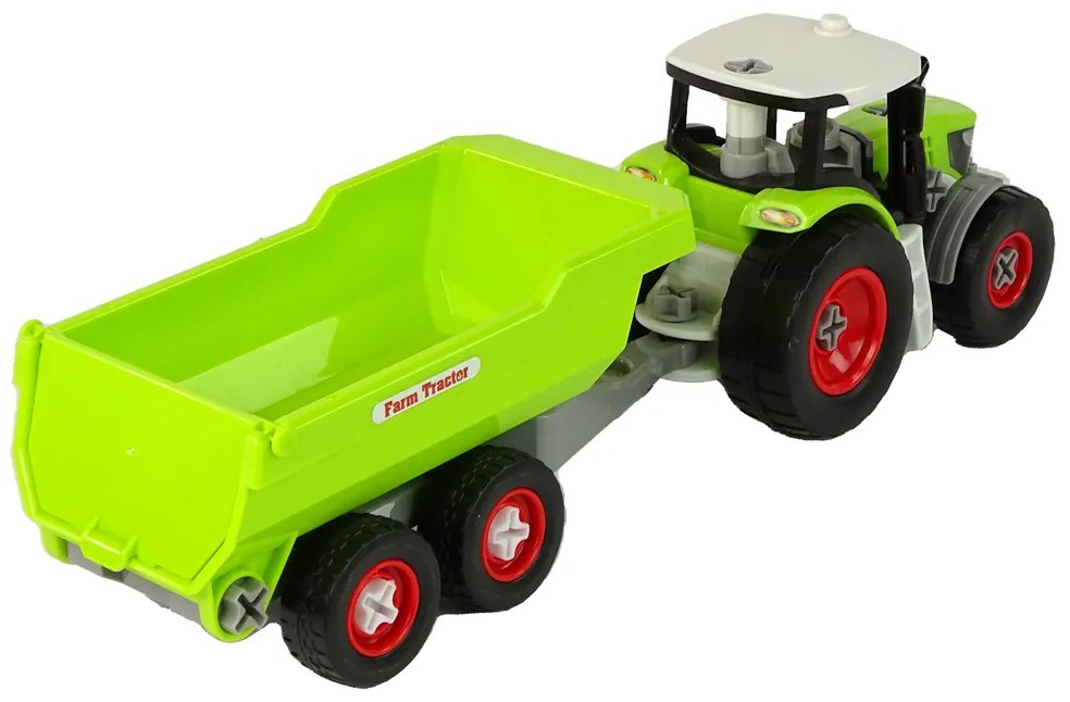 Lean Toys Traktor s vlečkou na demontáž - zelený